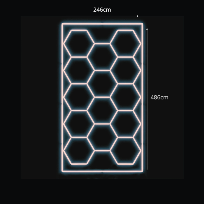 Ściemnialne oświetlenie Hexagon LED 14 + rama | 4,86m - 2,46m - obrazek 3
