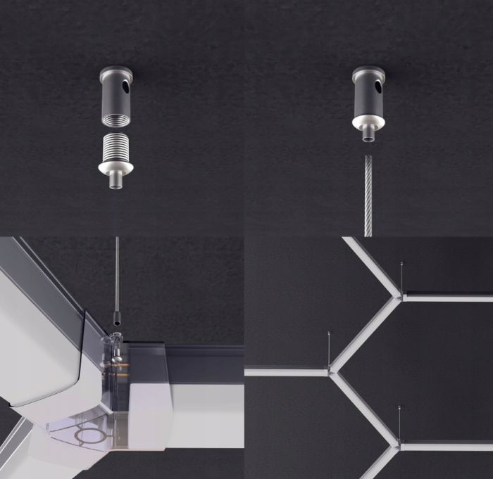 4szt Linki do podwieszania Hexagon led - 1m regulowane