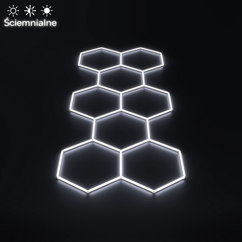 Ściemnialne oświetlenie Hexagon LED 8 | 3,75m – 1,70m