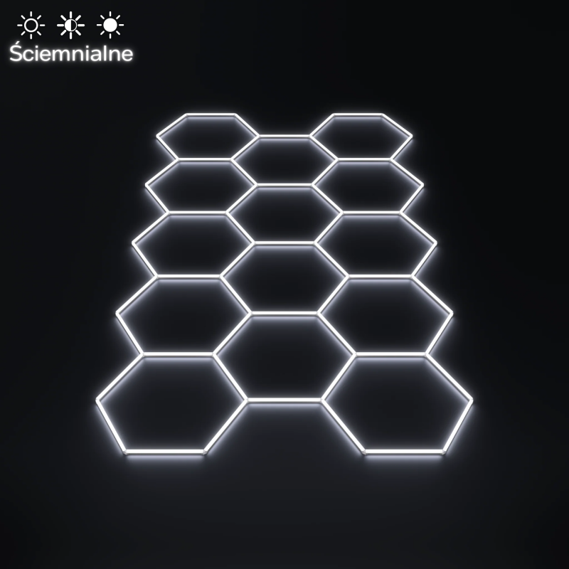 Ściemnialne oświetlenie Hexagon LED 14 | 4,25m - 2,40m