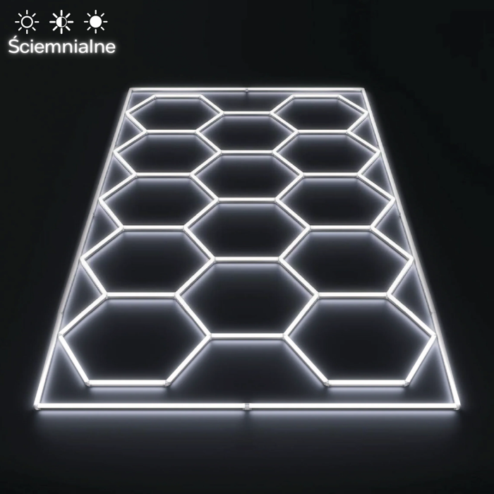 Ściemnialne oświetlenie Hexagon LED 14 + rama | 4,86m - 2,46m