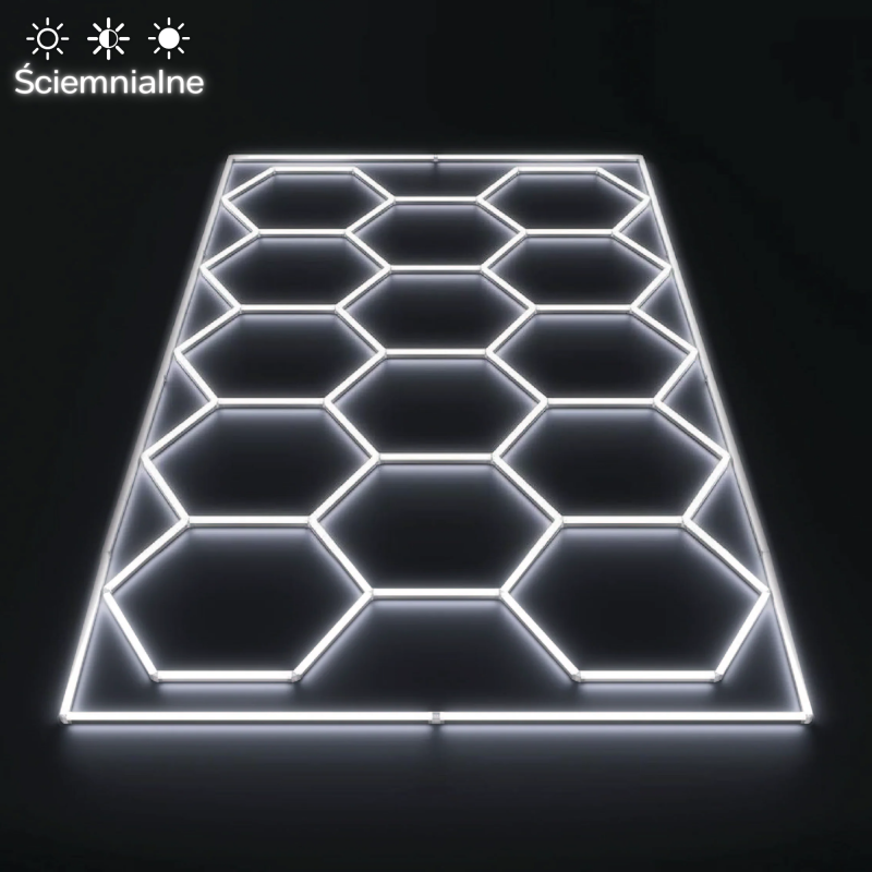 Ściemnialne oświetlenie Hexagon LED 14 + rama | 4,86m - 2,46m