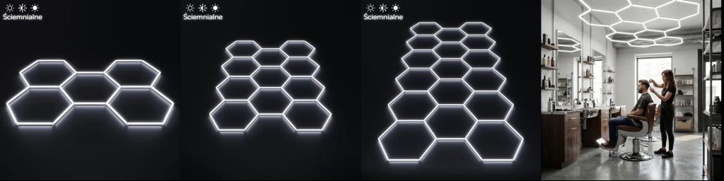 Hexagon LED do salonu fryzjerskiego